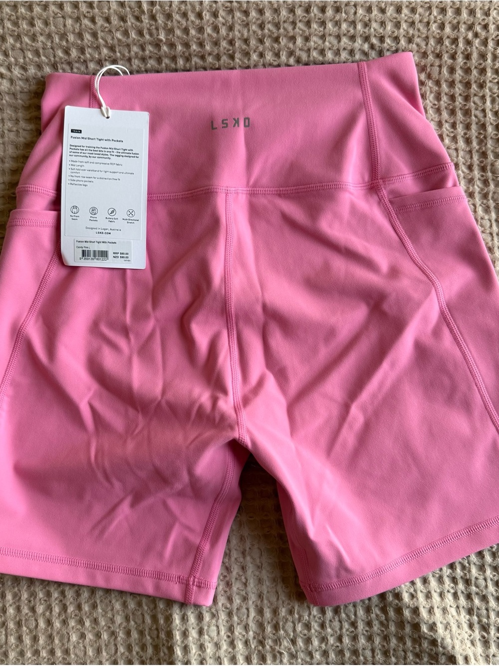LSKD Fusion Mid Short Tight with Pockets — Candy Pink - Picture 2 of 8